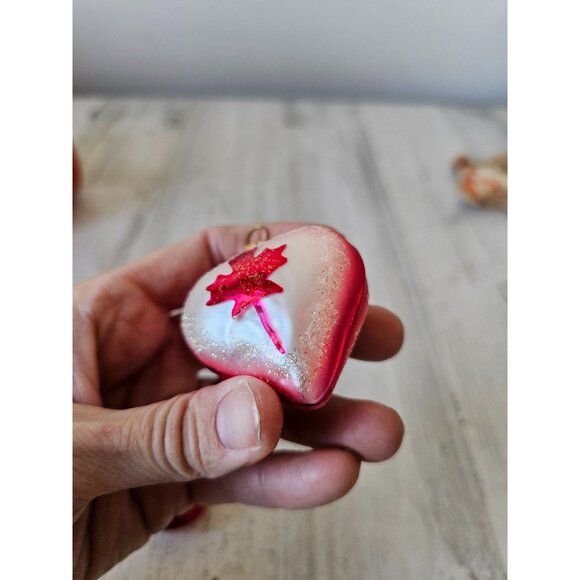 Vintage heart Canadian glass ornament Xmas tree set - Picture 11 of 11